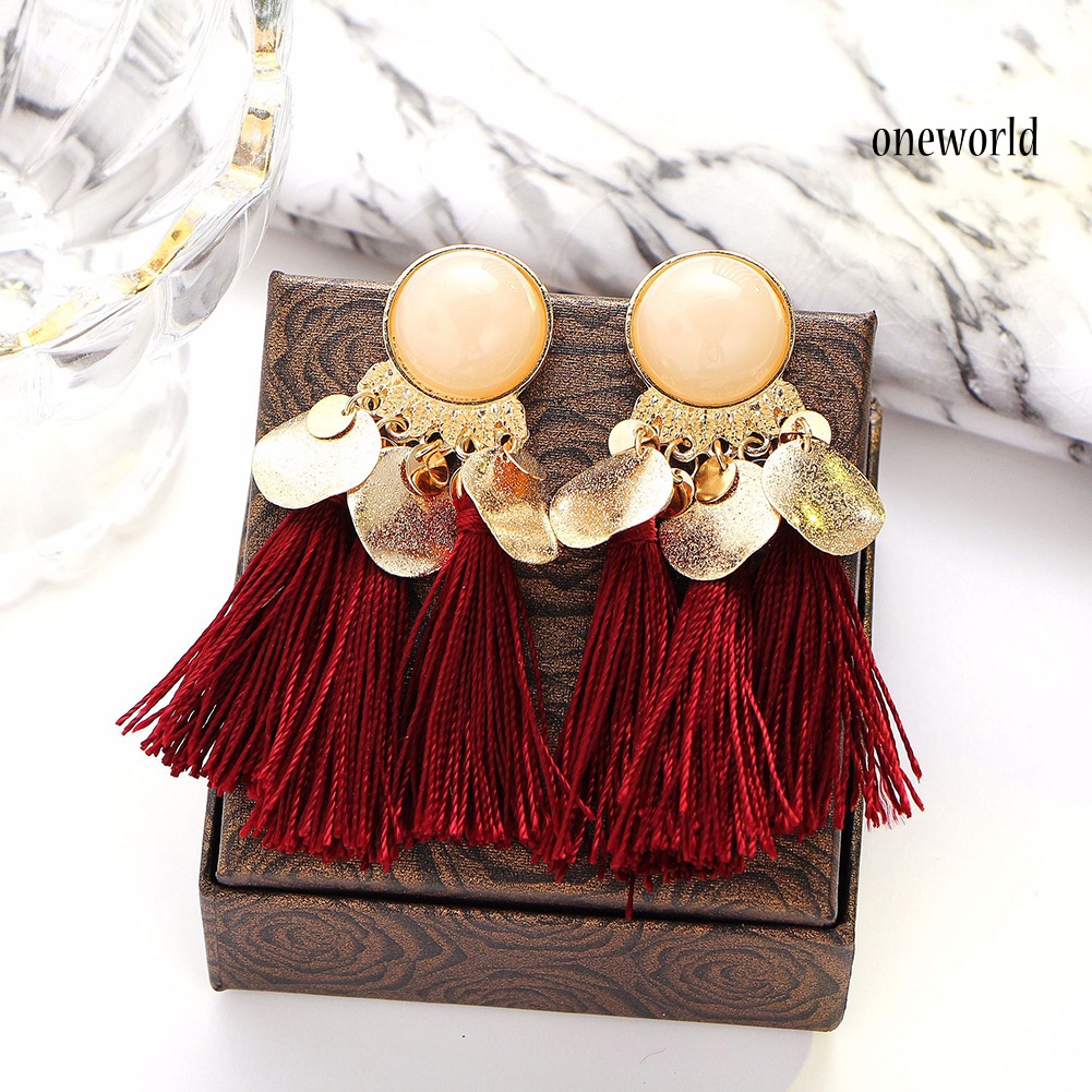 OW@ Bohemian Women Tassel Dangle Drop Ear Stud Statement Party Earrings Jewelry