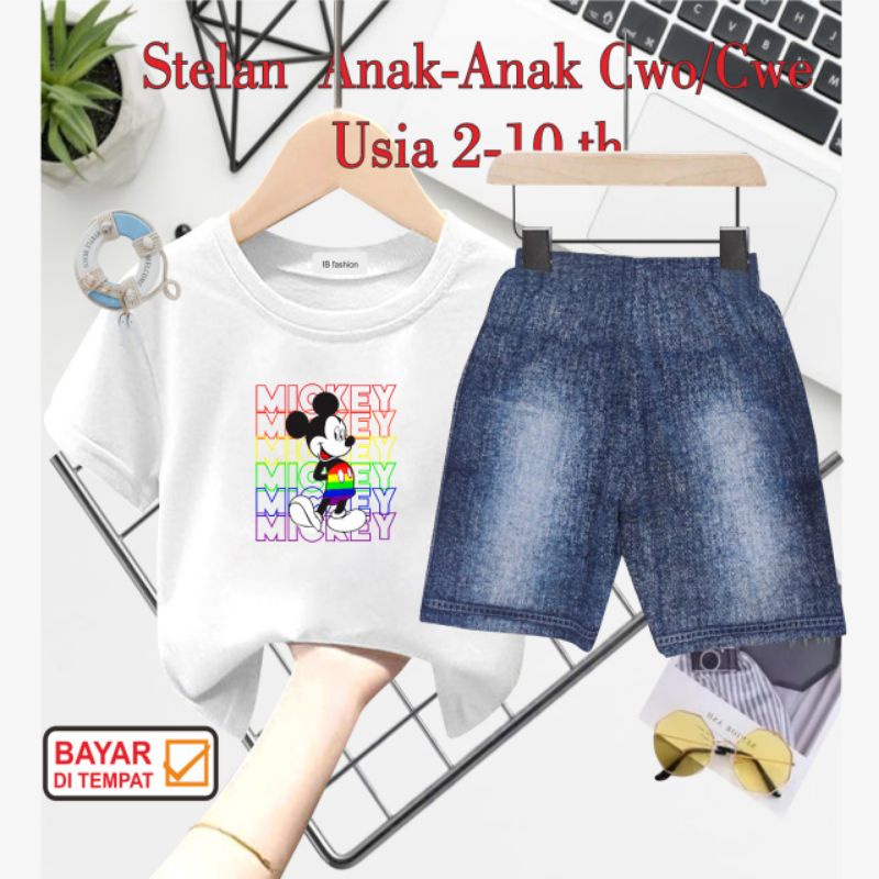 ((IB))SETELAN ANAK2 UNISEX SEMI JEANS/M1CK3Y DIGITAL SABLON