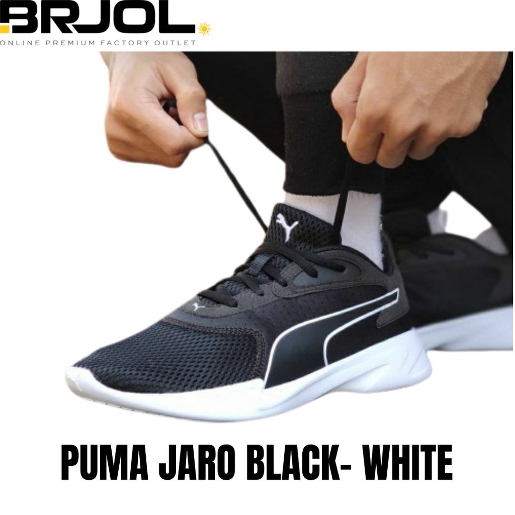 SEPATU LARI PRIA RUNNING ORIGINAL PUMA JARO BLACK AND WHITE 19310701
