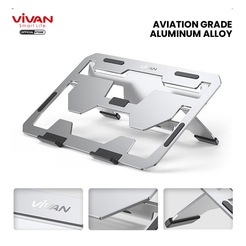 VIVAN VLS02 Laptop Cooling Stand Five-Level Height Angle Adjustable Portable Aluminum Alloy Silver