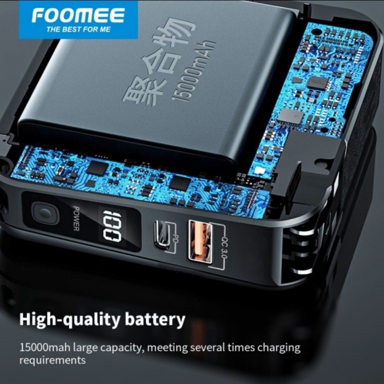 Power Bank FOOMEE RF15 15000mAh QC3.0+PD18W Digital Display Powerbank