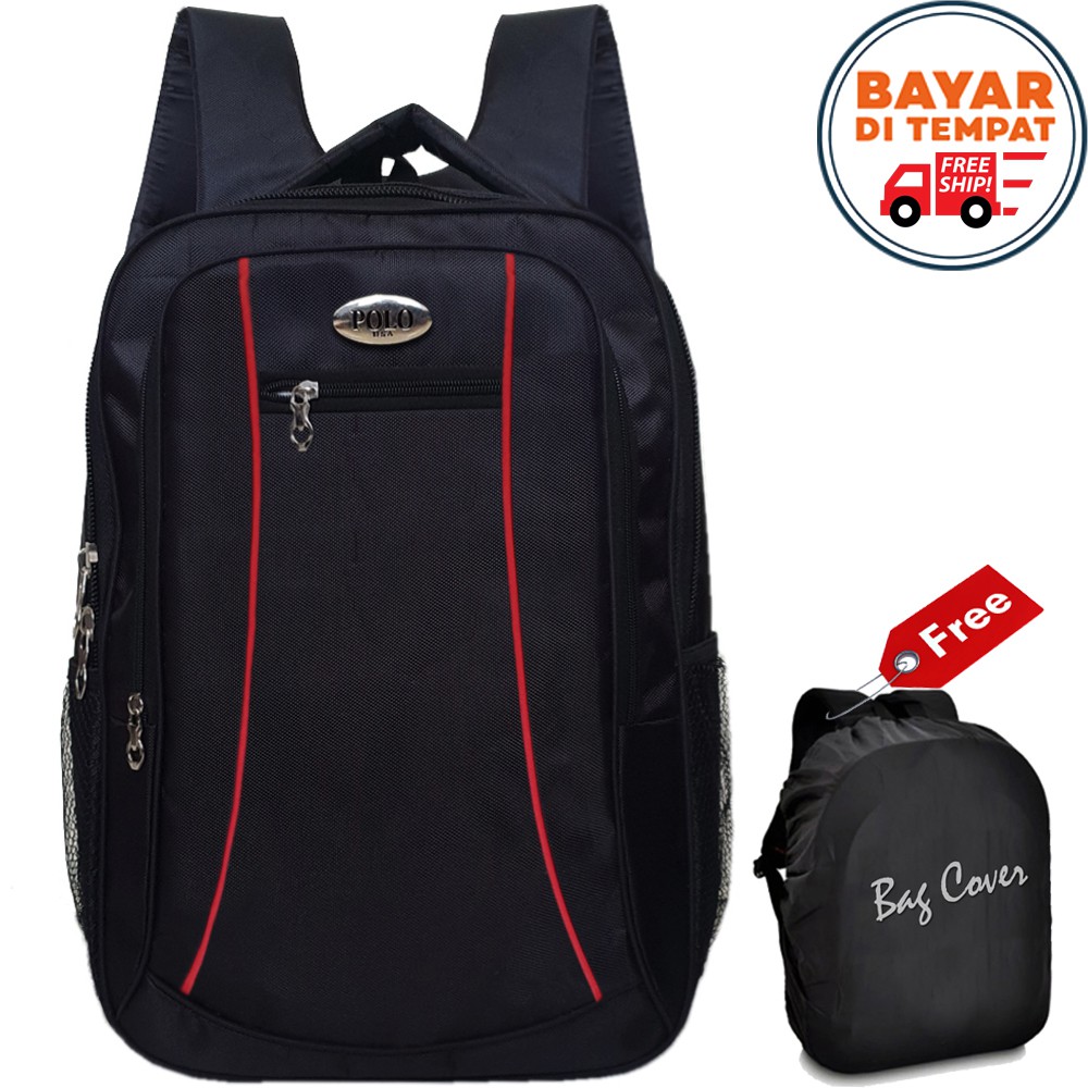 SHOPEE 7.7 BOMBASTIS SALE!! Backpack POLO ZL7 Tas Pria Tas Laptop Ransel POLO Material Nilon Waterproof + Raincover