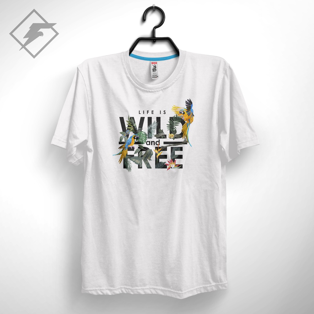 KAOS DISTRO  GAMBAR BURUNG MACAW BNG WILD FREE