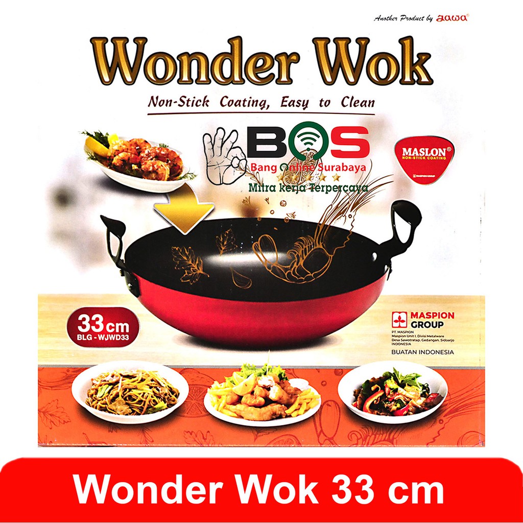 Maspion Wajan Penggorengan Anti Lengket 33 CM Wonder Wok Wajan Panci Penggoreng