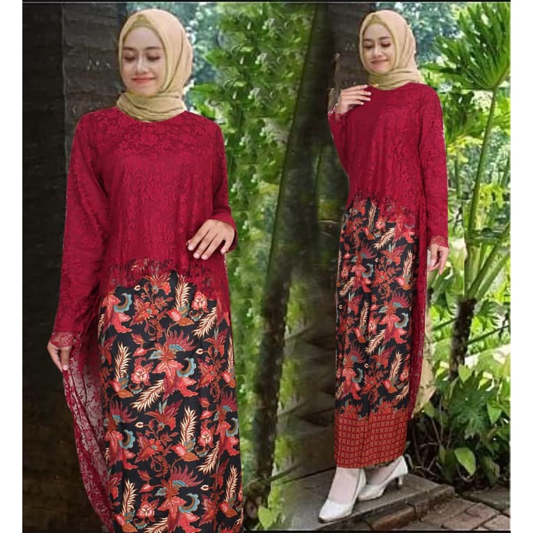 gamis STELAN CLAUDIA BATIK MAROON [Gamis 0121] SD9 Baju Gamis Wanita Terbaru