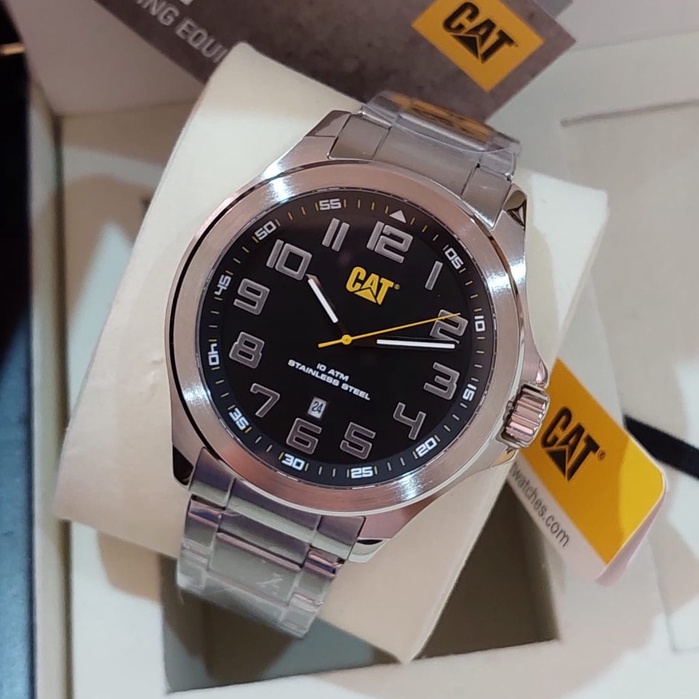 JAM PRIA CATERPILLAR CAT PU.241.11.111 SILVER BLACK ORIGINAL ORI