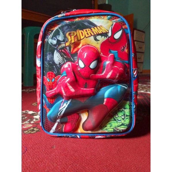 ransel TK motif SPIDERMAN bisa nyala ber-LED model timbul 3D