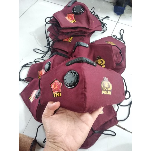 masker TNI polri 3 lapis ventilator/masker kain/ masker non medis / masker perwira TNI polri