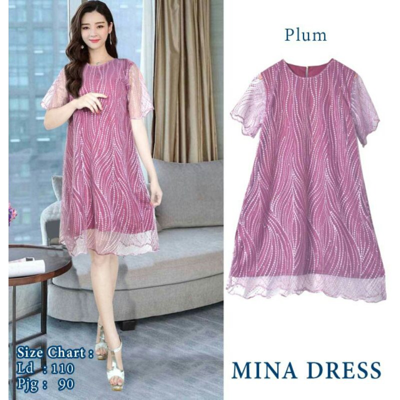 Mina dress bahan brukat tile