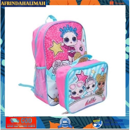

TERBARU, TERMURAH- LOL Surprise LOL Girls School Book bag Backpack Lunch Box Combo SET