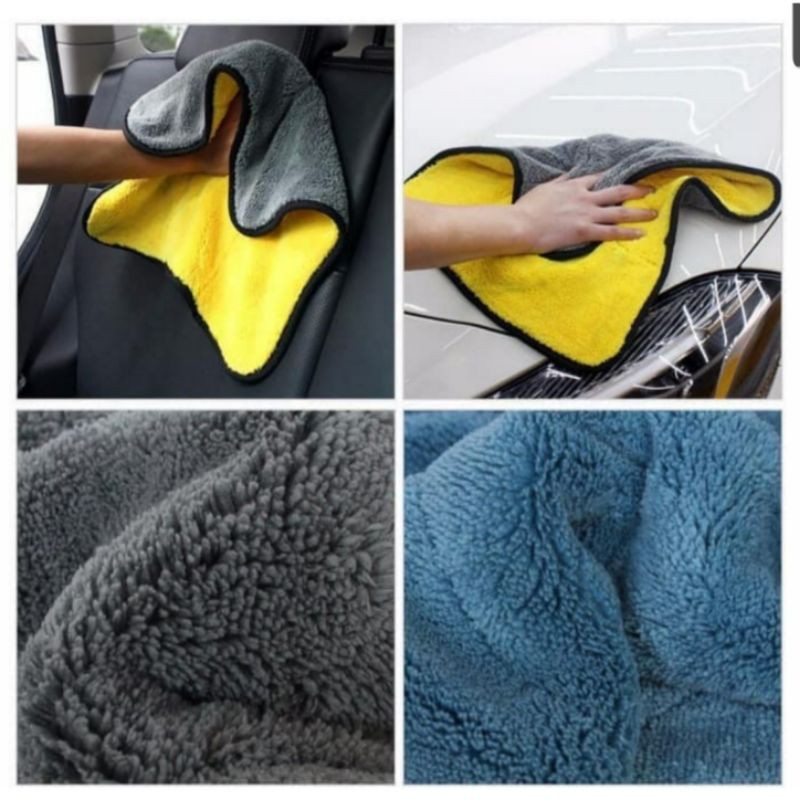 Lap Kain Detailing KUNING HITAM Microfiber 500gsm Wax Mobil Motor Halus