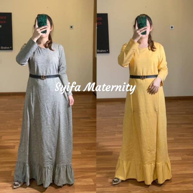 GM711 Gamis Menyusui Polos - Maxy Busui Kaos Import - Syifa Maternity