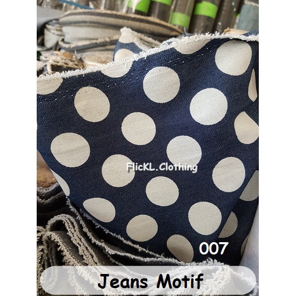 Bahan Kain Jeans Denim Motif Corak Cotton Katun Wanita Celana Pants