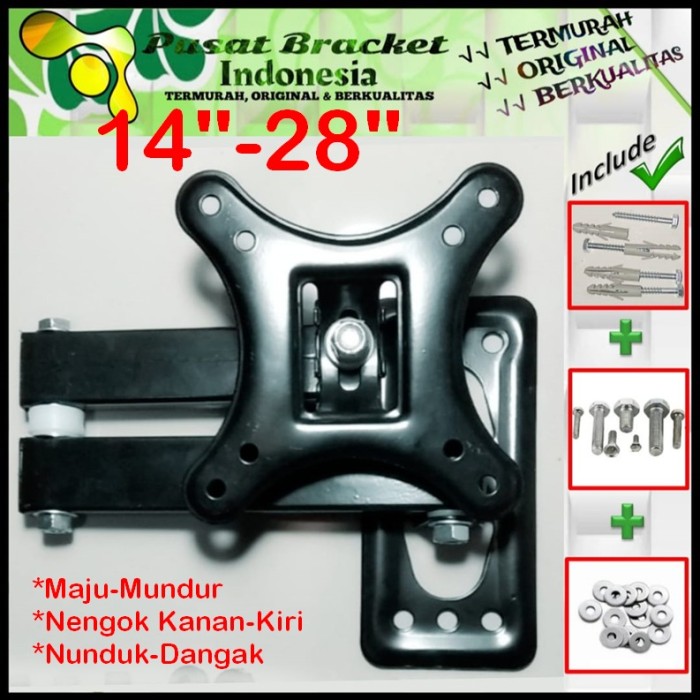 Bracket Tv 14 Monitor Lengan 14&quot; s/d 28&quot; 6 arah Fleksible PBI.SWK1-007