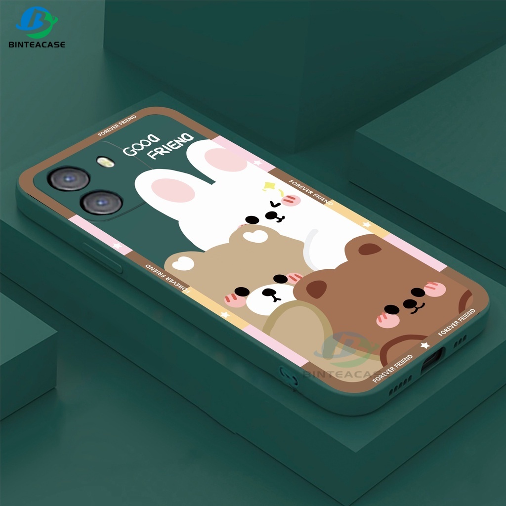 Oppo A17 A77S A57 2022 A15 A16 A16K A54 A53 A12 A5S A7 A3S A11k A31 A52 A92 A94 A93 A37 F9 A1K Reno 76 5F 4F Motif Beruang Dan Kelinci Lucu Baru Case Silikon Handphone Binteacase