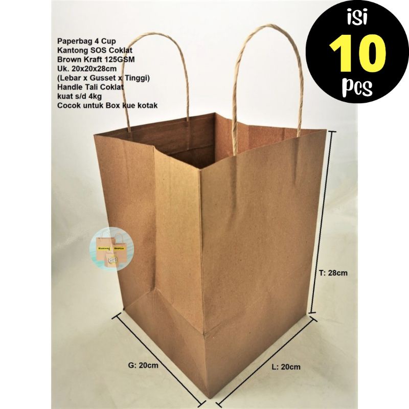 

Kantong Kertas Minuman Coklat + Tali 4 Cup 20x20x28 cm (isi 10 pcs)