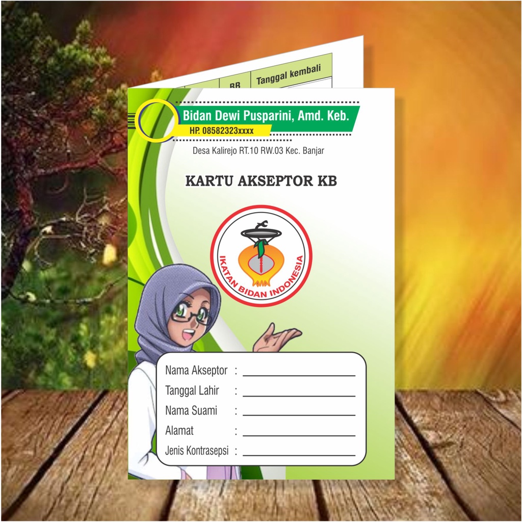 

KARTU AKSEPTOR KB BIDAN CUSTOM LIPAT 2 / Kartu KB / Surat KB / Kartu surat kb / Kartu keterangan KB
