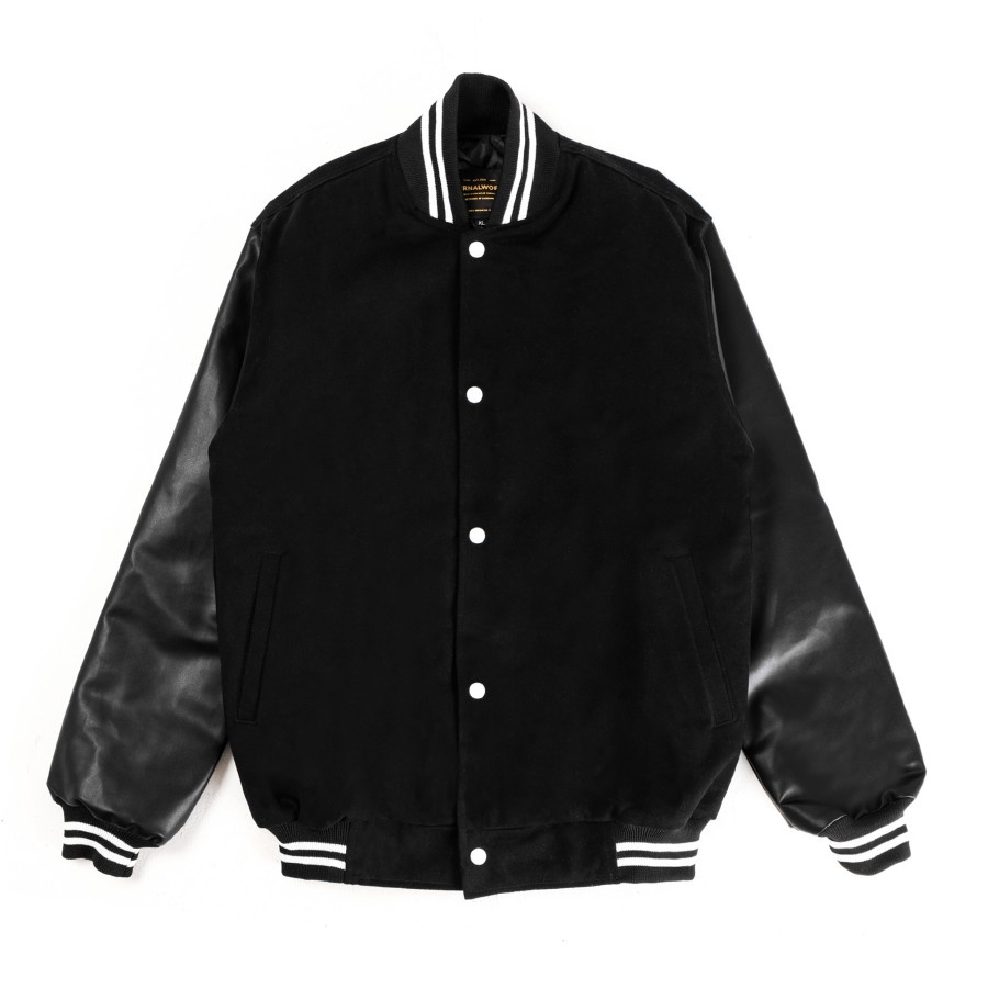 ETERNALWORKS BASIC VARSITY JACKET - BLACK X BLACK
