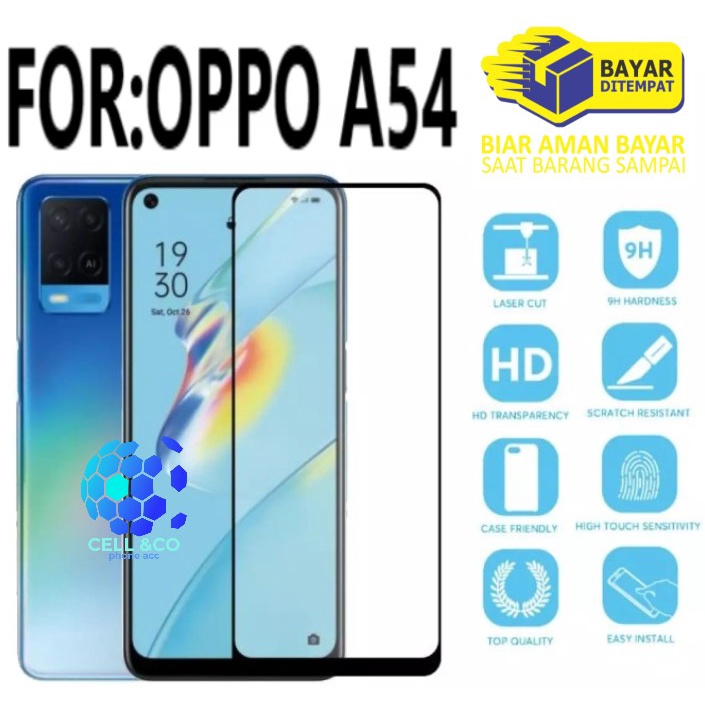 OPPO A54 Tempered Glass Full HD Anti Gores Premium Screen Protector Pelindung Layar OPPO A54