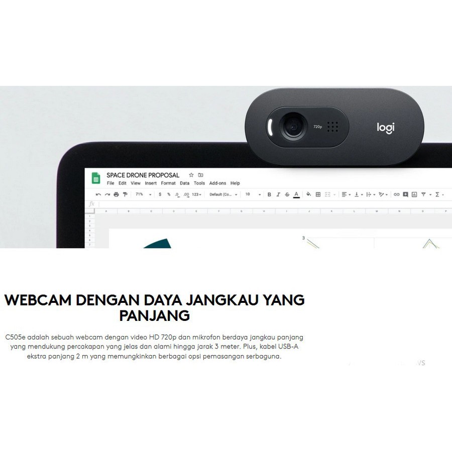 Logitech C505e Webcam HD 720p Resmi Original