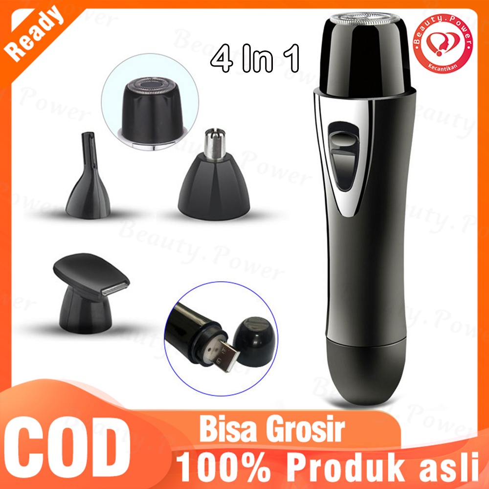 Alat Cukur 4in1 Alat Cukur Rambut Elektrik Pencukur Alis Alat Cukur Alis Pencukur Bulu Hidung Cukuran Epilator Tubuh Wajah Hair Remover Electric Nose Face Eyebrow Body Trimmer
