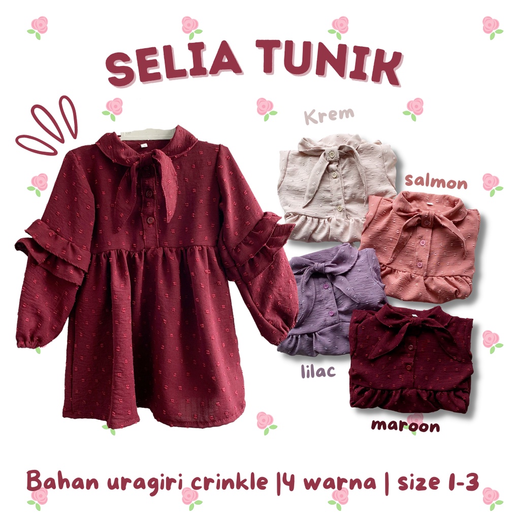 tunik bayi tunik anak perempuan 1-3 tahun SELIA TUNIK/ FREYA dress atasn muslim anak fashion lengan panjang