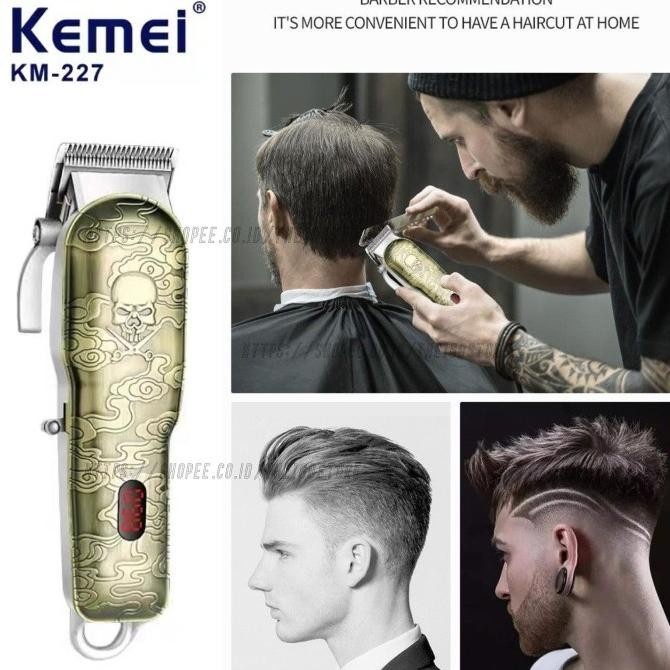COD Alat Cukur Rambut Kemei KM-227 Professional Hair Clipper Alat Mesin Cukuran Rambut Kemei KM-227