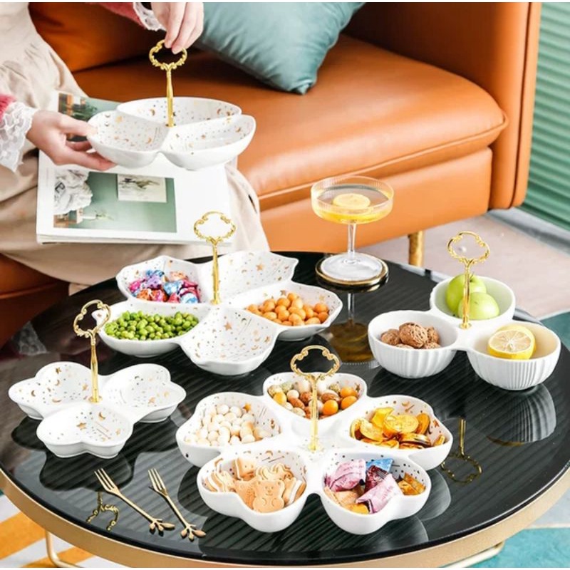 AVELINE Cake Tier Ceramic Tingkat / Cake Stand ceramic gold / Nampan Kue Susun Tingkat / piring kue 