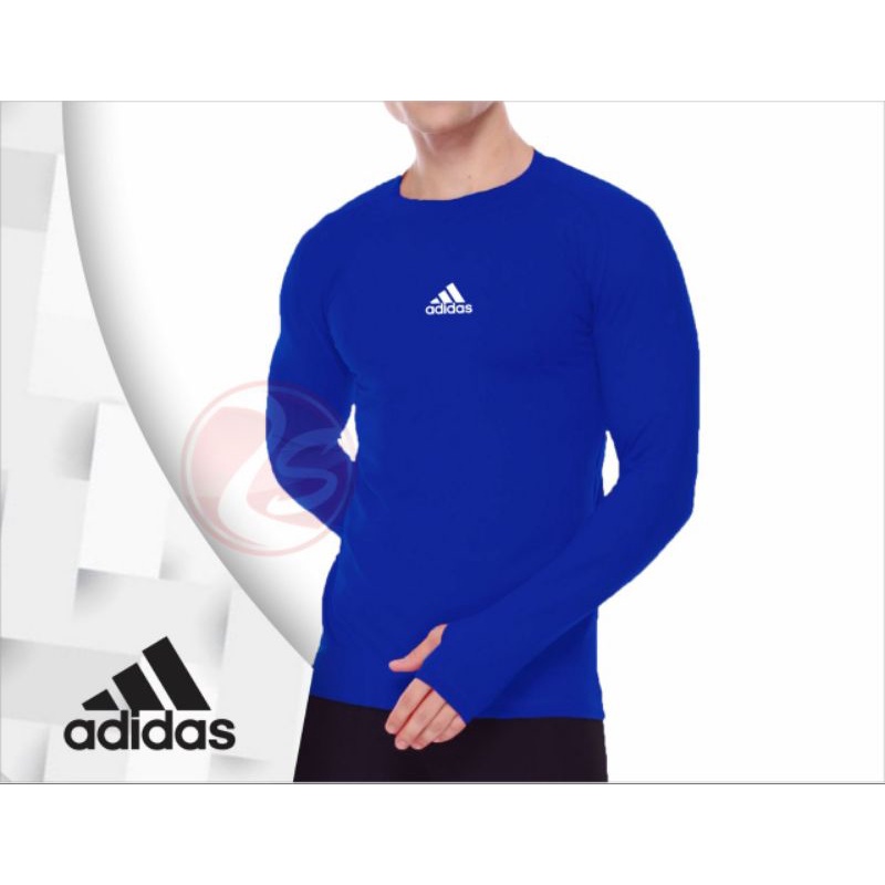 Baselayer long sleeve manset panjang biru kaos dasar lubang jempol baju lengan panjang sepakbola vol