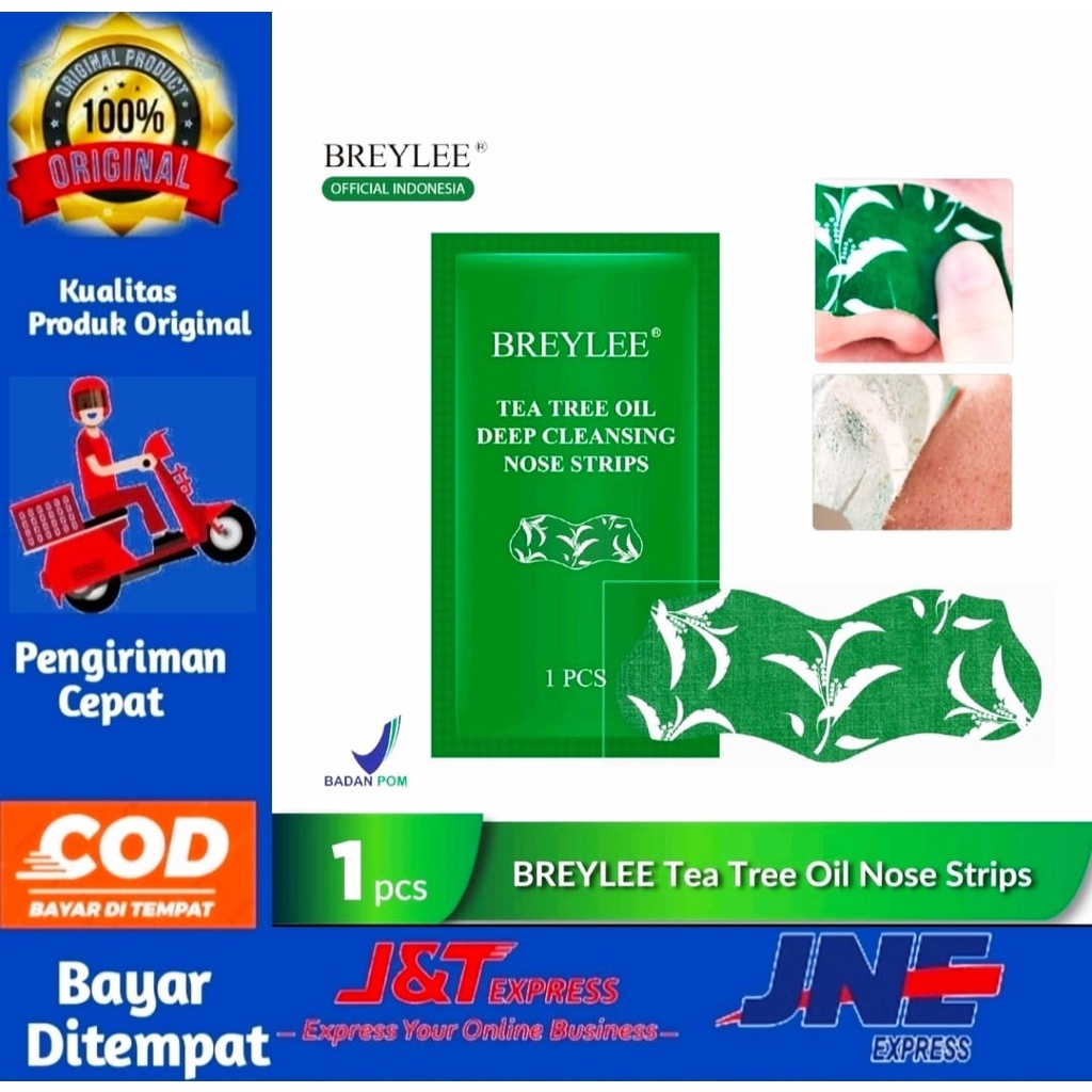 BREYLEE Tea Tree Blackhead Mask Nose Strips - Masker Hidung Pembersih/Pengangkat Komedo (1 Strip) BPOM