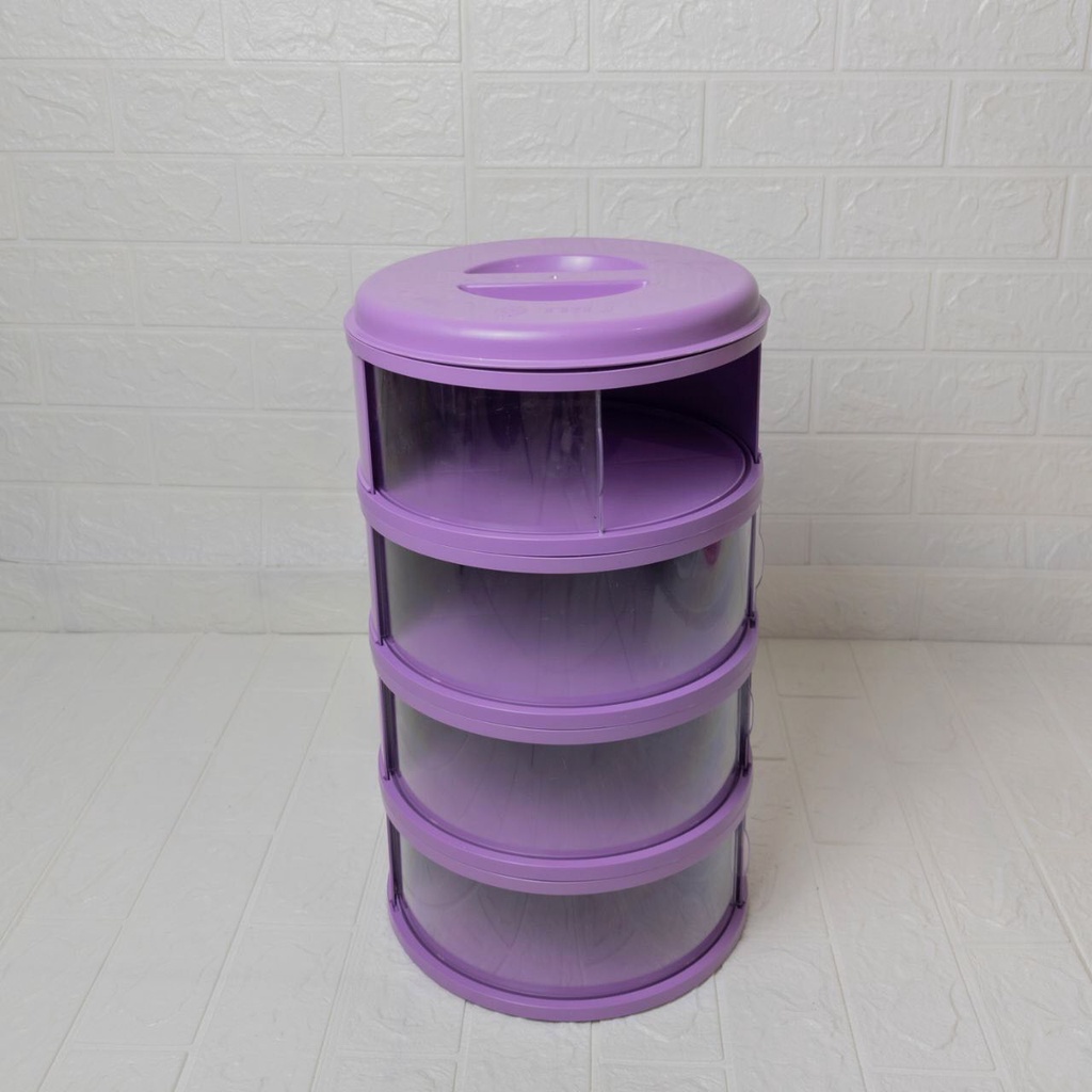 Food Storage 4 Susun Food Cover Layer Penutup Makanan Tudung Saji Susun 4 Tingkat Tri J-Ungu