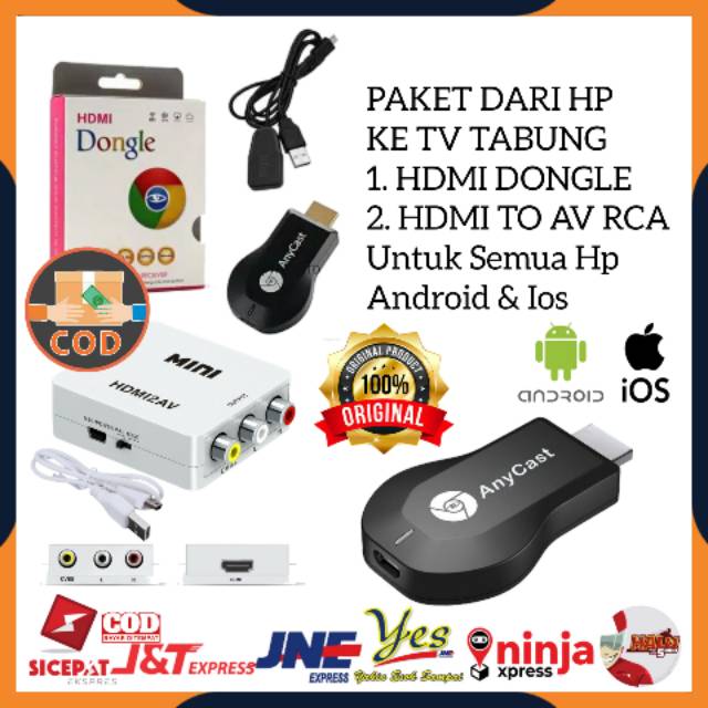 PAKET ANYCAST HDMI DONGEL HDMI TO AV RCA ANYCASH HDMI DONGLE WIFI