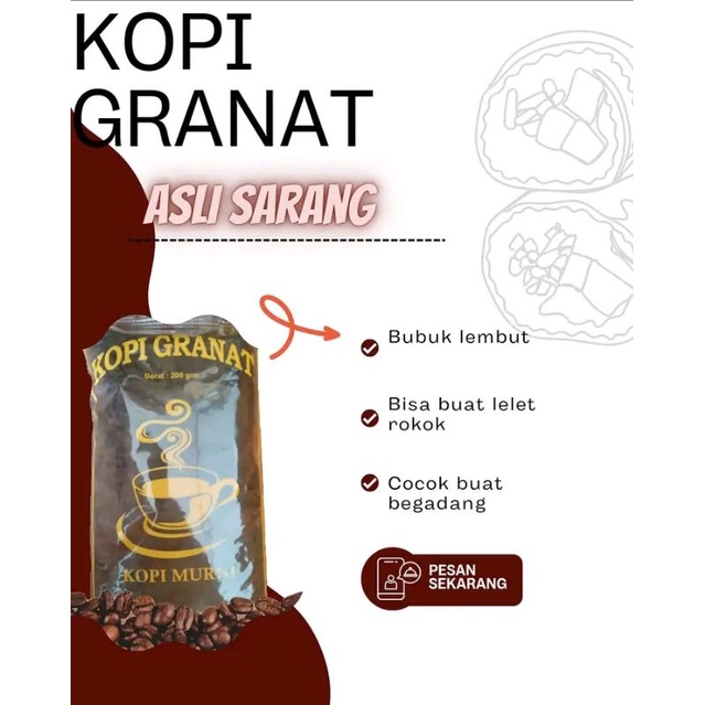 

Kopi Lelet/Kopi Granat/Kopi Lelet Granat Sarang Rembang 200 gram