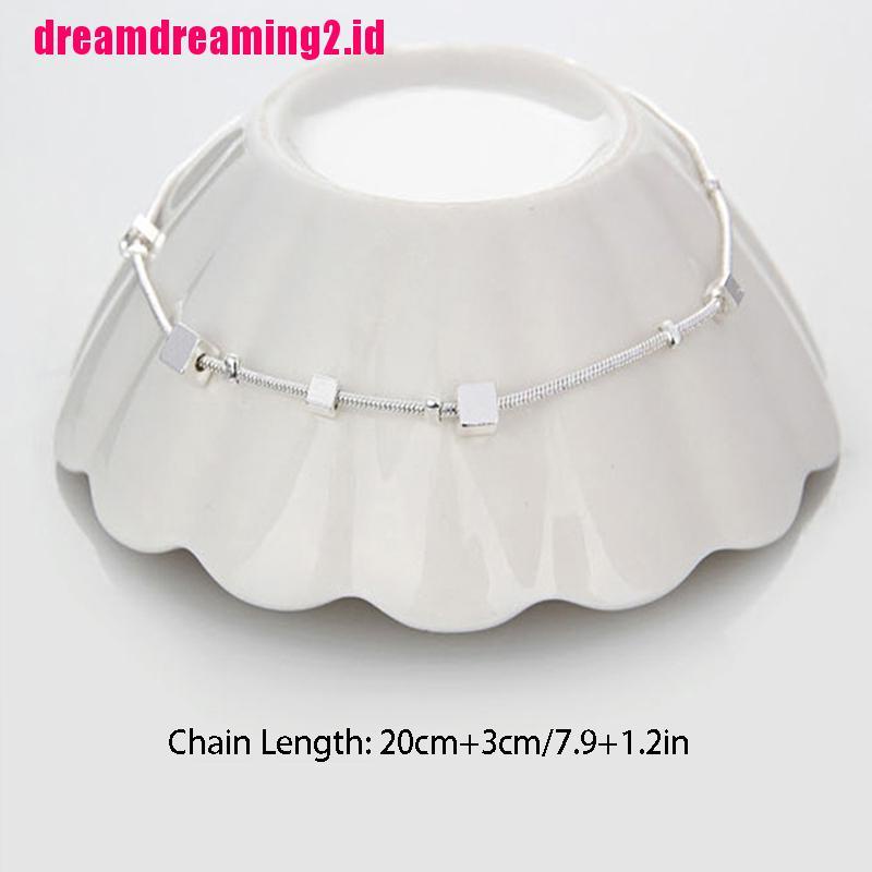 （✔✔❤Gelang Kaki Rantai Lapis Silver 925 Untuk Wanita