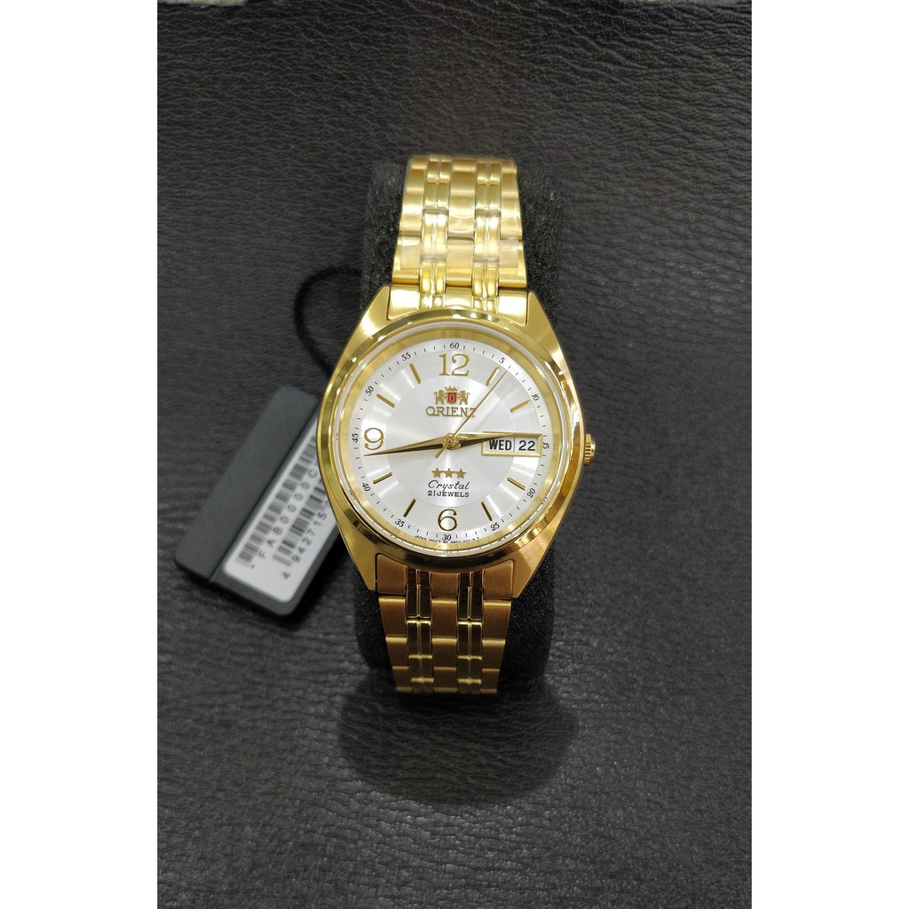 Jam Tangan Pria Orient 3 Stars Automatic Gold Stainless White Dial