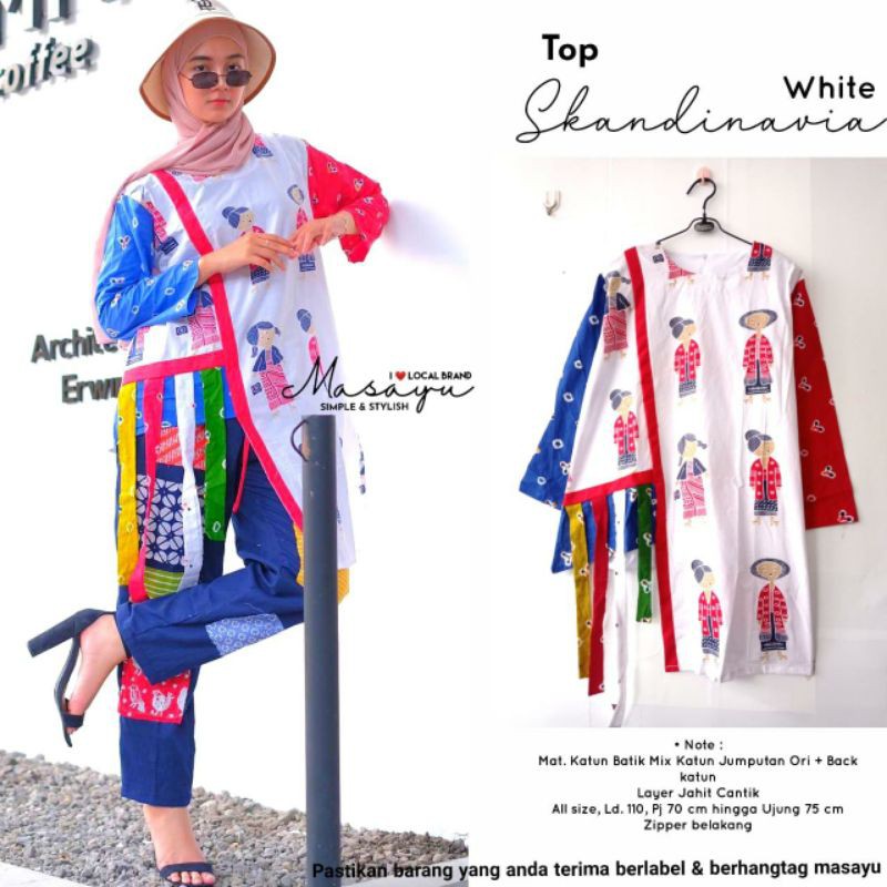 top skandinavia batik by masayu / batik jumputan / blouse batik kombinasi