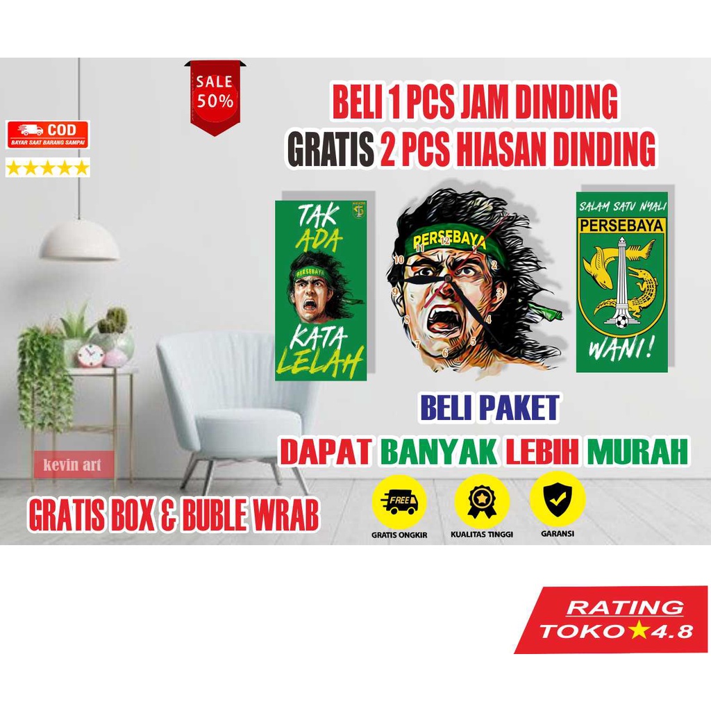 JAM DINDING KAYU UNIK 3d DEKORASI DINDING LOGO PERSEBAYA KEREN TERBARU BELI 1 GRATIS 2 DISKON MINIMALIS AESTHETIC MURAH ARTISTIK HIASAN DINDING KAMAR TIDUR POSTER TEMPEL TEMBOK GAMBAR PERSEBAYA JAM DINDING BESAR UKURAN JUMBO MEWAH KLASIK DEKORASI 1 SET