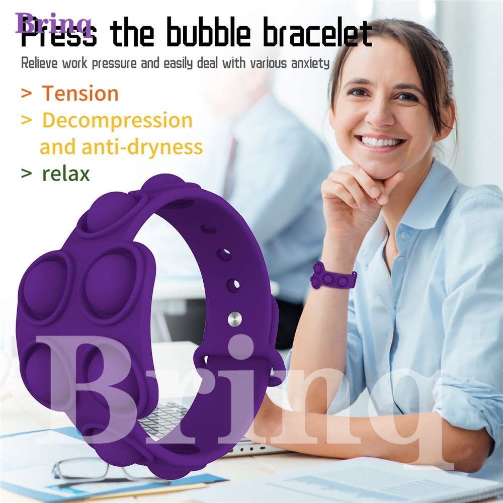 Silicone Push Bubble Portable Pop it Bracelet Dimples Bracelet Anti-stress Pressure Massage Decompression Soft and Simple Sensory Toy/Multicolor/Suitable for Children and Adult Girls