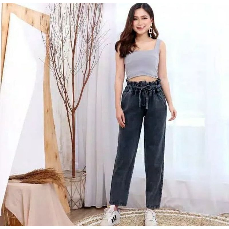 DIFA JEANS BAGGY JEANS BOYFRIENDS WANITA // BAGGY KANCING TALI