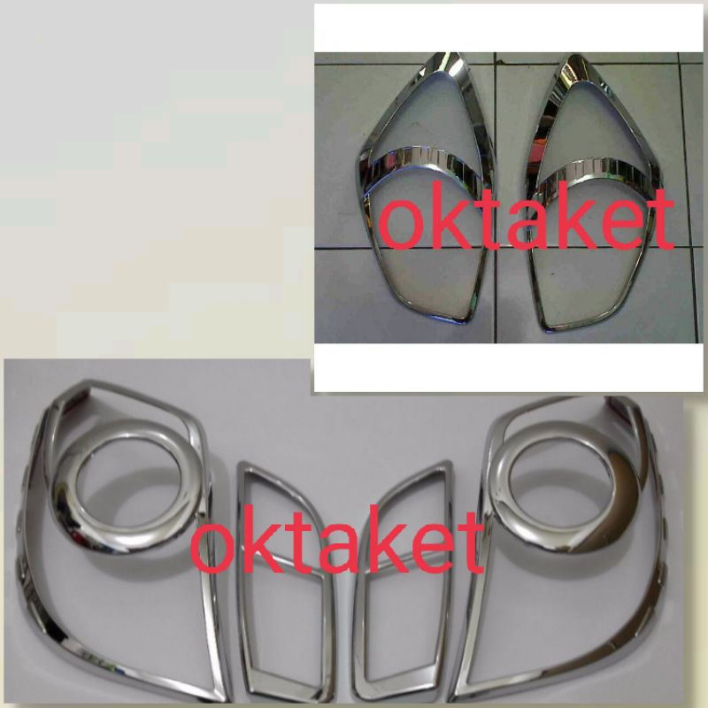 paket garnish lampu depan belakang + reflektor Agya Ayla lama 2013-2016 Sporty Hitam Chrome