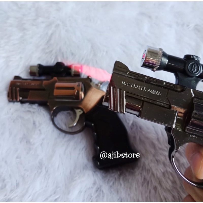 KOREK API GAS BARA PISTOL REVOLVER LASER MINI KOREK PISTOL LASER MINI MURAH