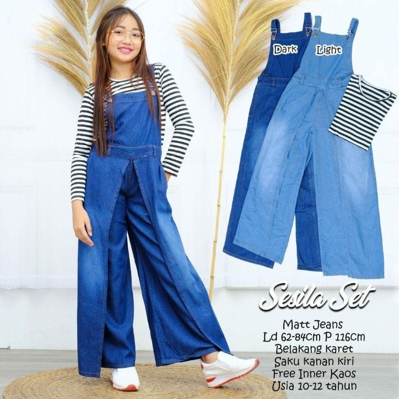 FASHION ANAK BAJU KODOK OVERALL JEANS ANAK TANGGUNG PEREMPUAN TERBARU