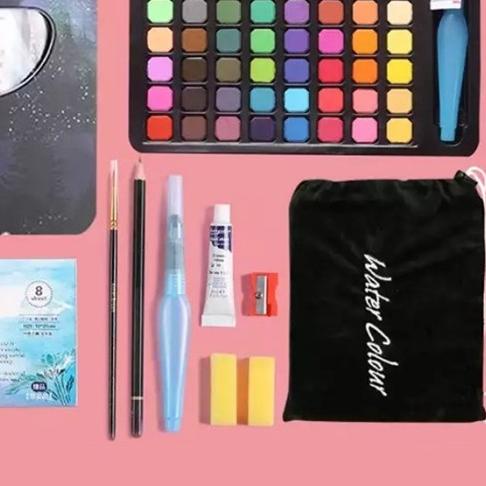 

♥ 36/48Alat Cat Air Set (Termasuk Kuas dan Kertas Gambaran)spot - Hitam- 48 Pcs ➪