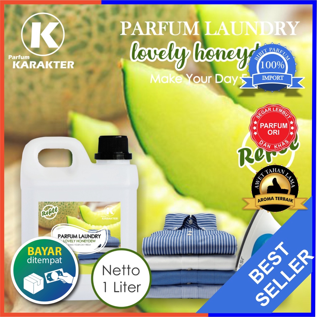 Parfum Laundry Lovely Honeydew 1 Liter | Pewangi Laundry Pakaian Harum Murah Wangi Tahan Lama | Terlaris | Bisa Cod