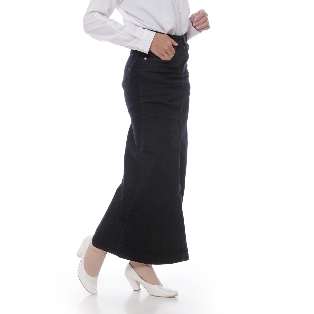Rok Span Jeans / Rok Panjang / Rok A / Rok jeans / rok murah muslimah / long skirt / fashion wanita