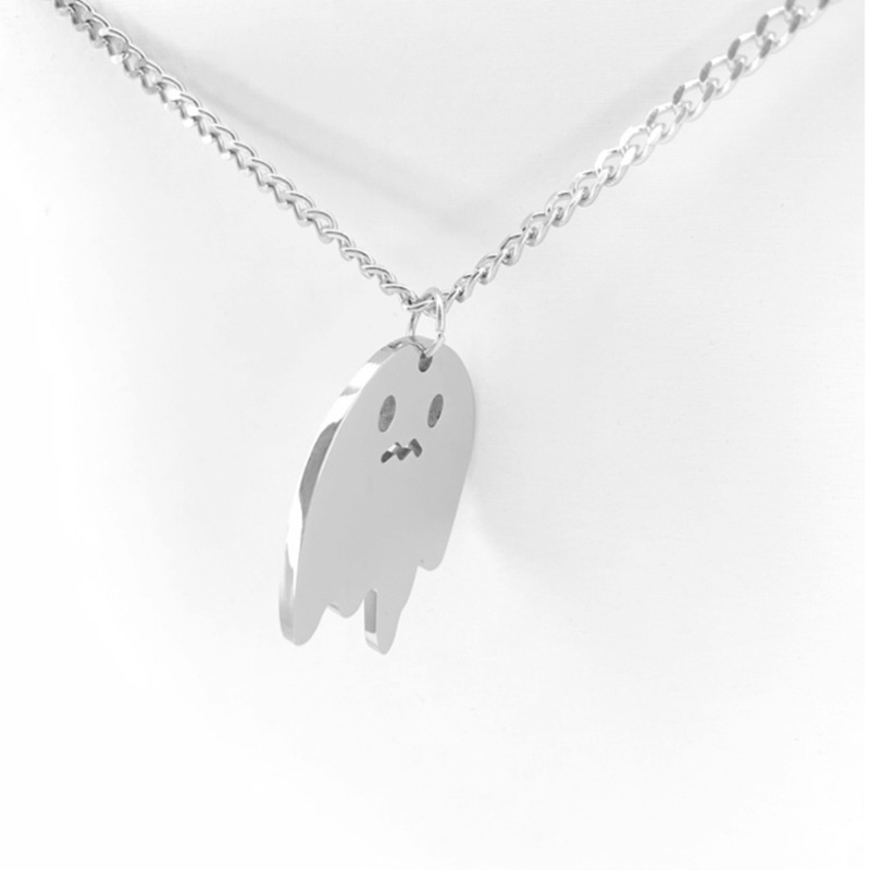 Kalung Rantai Liontin Hantu Halloween Bahan Stainless Steel Untuk Pria Dan Wanita