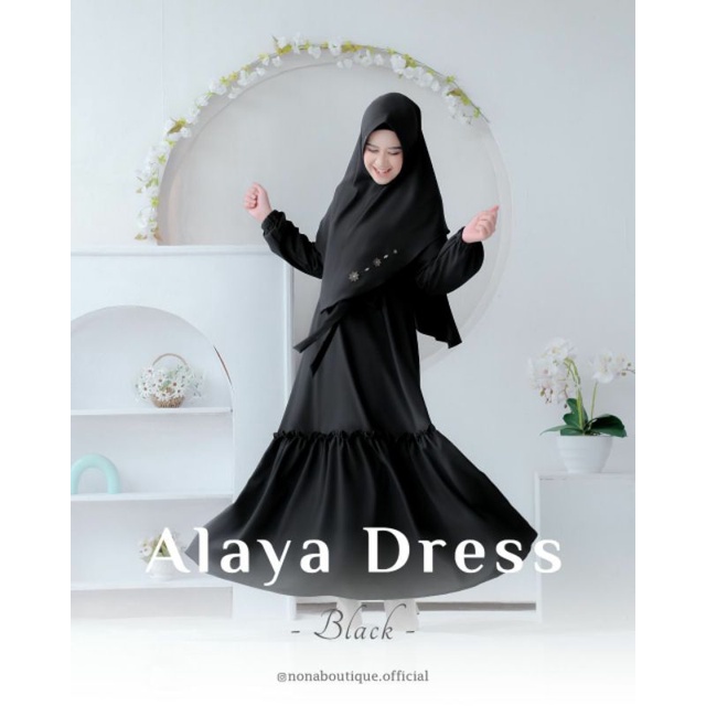 Readystok Gamis Set Alaya by Nona Boutique Original Gamis Polos Kekinian
