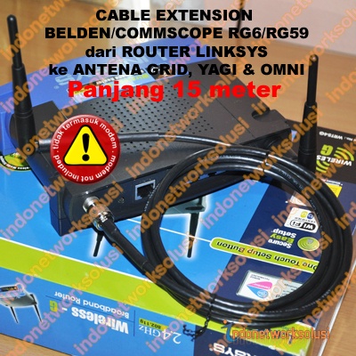 LINKSYS ROUTER EXTENSION CABLE BELDEN/COMMSCOPE untuk ANTENA GRID YAGI OMNI (15m)