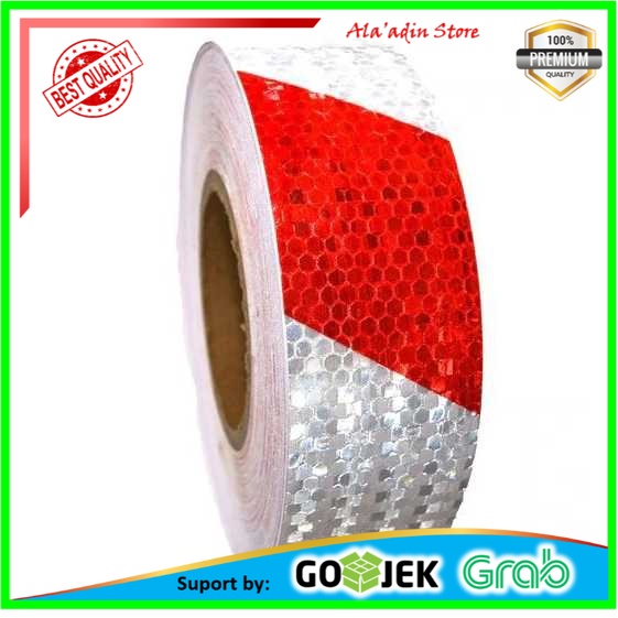 Cuci Gudang TaffPACK Car Reflective Sticker Warning Strip Tape Two Color 5x300cm