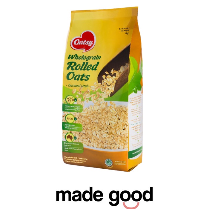 

Oatsy Oatmeal Wholegrain Rolled Oats 1kg Sarapan Oatmeal Utuh